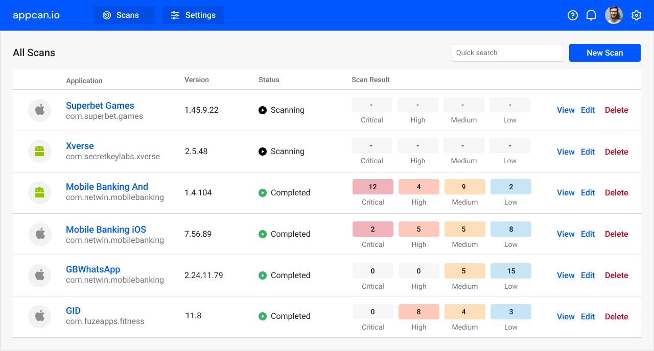 Automated security scanning process visualization with real-time progress tracking